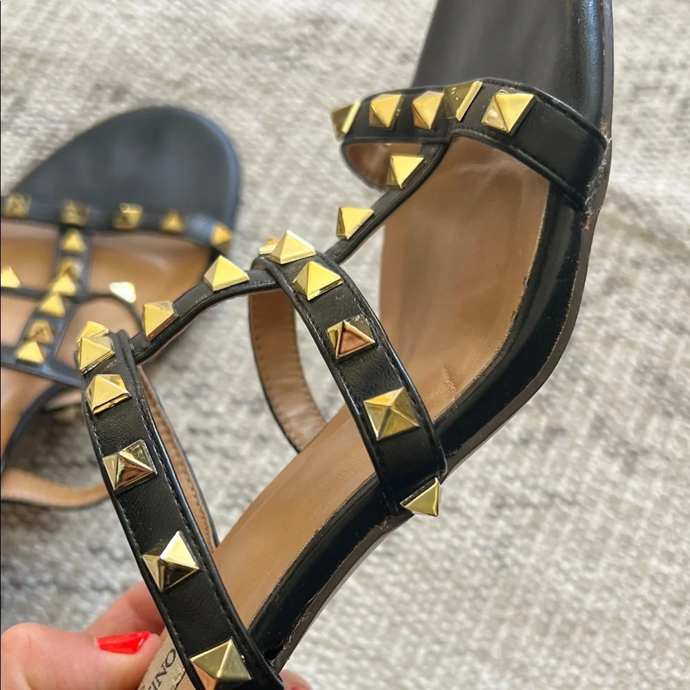 Valentino Black Sandals with Gold Studs - Picture 9 of 10
